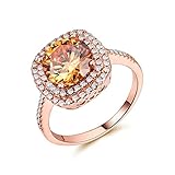 Aritkeltype:Ringen DJMJHG Mode Cocktail Party Ring Mit Runder Brilliant Champagner Zirkonia Rose Farbe Schmuck Ringe Für Frauen 9 Champagner