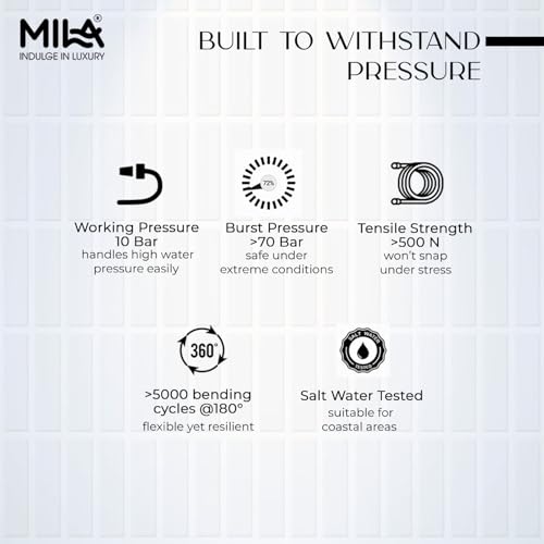 Image of Mila Hose SS304 PVC Braided 1.5M with Brass Nut | Chrome Finish Bathroom & Kitchen Accessory | Flexible, Leak-Proof & Corrosion Resistant Pipe | 3-Year Warranty