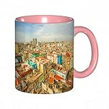 EKLMPS Tazas de Café,Taza de Cerámica para Té y Café,330ml/11oz,Regalos original,Aniversarios,nupical,desayuno,Románticos,Decoración de viaje, panorama del Vedado de La Habana en casas antiguas y colo