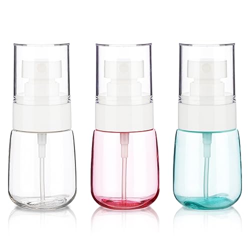 3pack Small Spray Bottle, 1oz Mini Spray Bottles, Empty Travel Spray Bottle, Fine Mist Plastic Spray Bottles (Clear+Green+Pink)
