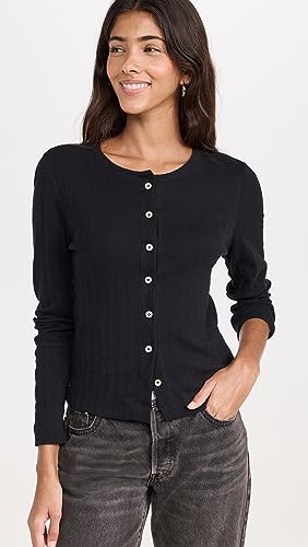 Leset Women's Pointelle Classic Crew Cardigan2