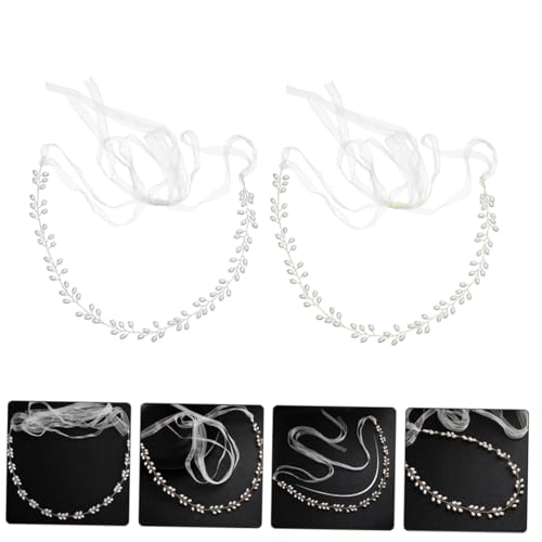 NOLITOY 2Pcs Bride Wedding Belts with Imitation Pearls Elegant Waistband for Bridal Dress for Weddings Parties and Special Occasions4