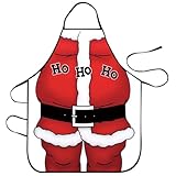 OIXEYA Delantal Papá Noel, Delantales de Cocina de Navidad, Delantal de Santa Claus Rojo para Cocinar En Navideña