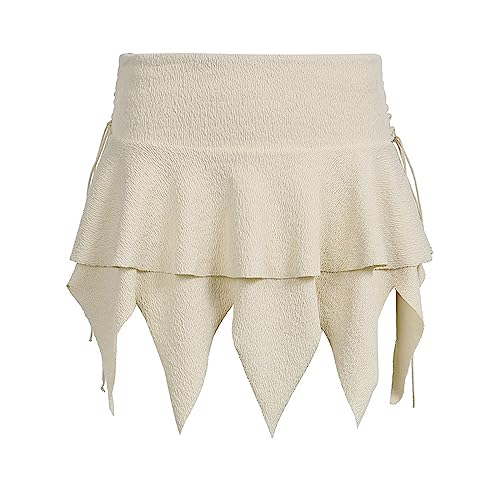 Beeuthios Women Flowy Mini Skirt Y2k Asymmetrical Short Skirts Low Waist Layered Irregular Hem Skirts4