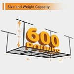 4ftx8ft Overhead Garage Storage Rack, Heavy-Duty Metal Garage Ceiling Storage Rack, 22''-40" Adjustable Ceiling Drop-Down, 600 lb. Loading Weight Capacity, Black - Image 2