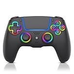 SWCTIM For PS5 Controller Wireless,Compatible with PS5 Pro/Slim/PC,Wireless Controller with 7 Colors RGB Light,Dual Vibration, Macro/Turbo Function, 3.5mm Audio Jack, 6-Axis Motion,Black