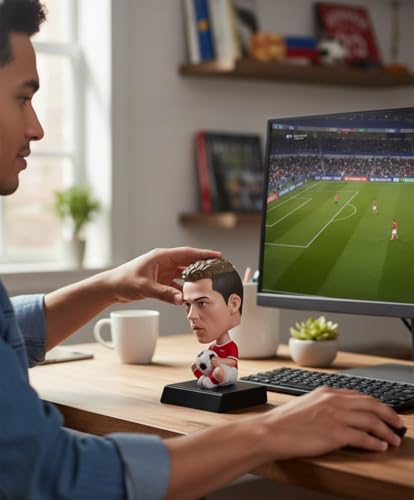 Image of Super Hero Action Figure Limited Edition Bobblehead with Mobile Holder for Car Dashboard, Office Desk & Study Table (Ronaldo Ne)