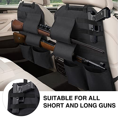 Ezshoot Tactical Car Back Seat Gun Rack, Gun Rack For Truck, Holder Organizer With Molle Panel Front Seatback Cover Storage Bag,Black 2Pcs #TOP2