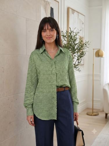 Image of OOMPH! Women's Printed Shirt | Full Sleeves | Collared Neck | Curved Hem | Casual Shirt for Women