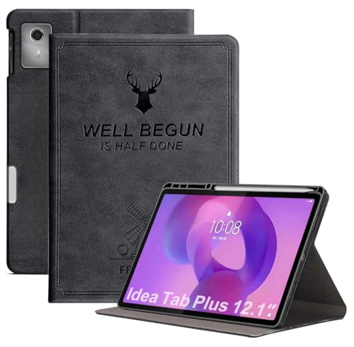 Image of ProElite Cover for Lenovo Idea Tab Plus 12.1 inch 2025 Case Cover, Deer Smart Flip Case Cover for Lenovo Idea Tab Plus 12.1 inch 2025 Tablet with Pen Holder,Black