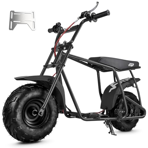 FRP GMB100 Mini Bike Rolling Frame Kit Universal Engine Mount Plate Hydraulic Disc Brake Tires & Wheels Front Fork Seat & Handlebars 220 lb Capacity Engine Not Included Black