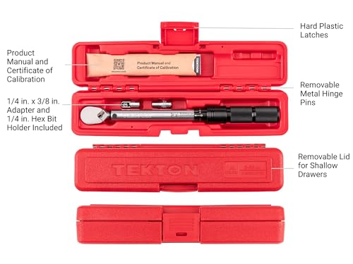 Image of TEKTON 1 /4 Inch Drive 90-Tooth Dual-Direction Micrometer Torque Wrench with Case (2-20 Nm) | TRQ50502