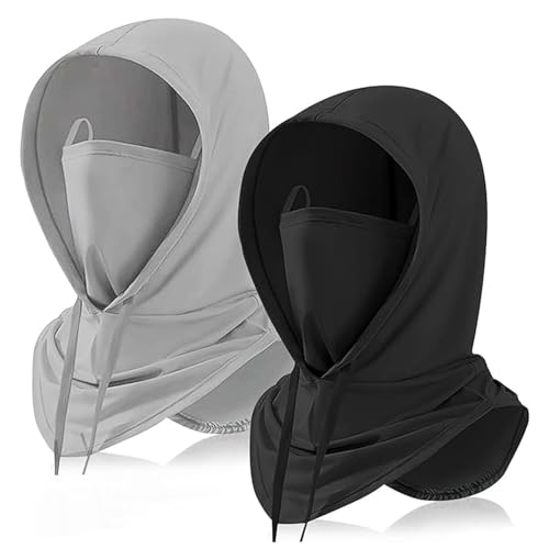 2 PCS Summer Balaclava Sun UV Protection Hood Breathable Full Head Mask Face Cover for Men Women Motorcycle Cycling Fishing Ski Mask Reusable Stretchy Ice Silk Face Shield Scarf.
