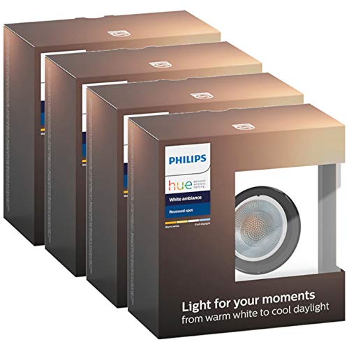 Preisvergleich Produktbild Philips Hue White Ambiance Milliskin - Einbaustrahler, silber, quadratisch 4er Erweiterung