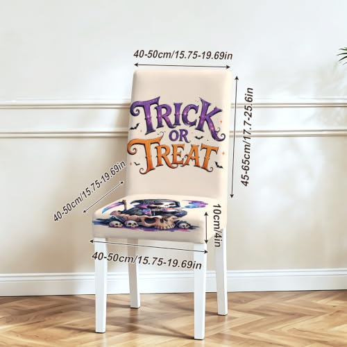 Image of Halloween Dining Chair Covers Set of 4, Trick or Treat
