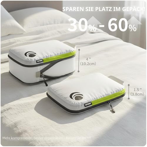 Foto von Cipway Kompressions-Packwürfel-Set, ultraleicht, erweiterbar, Reise-Organizer für Handgepäck (weiß, 6 Stück)