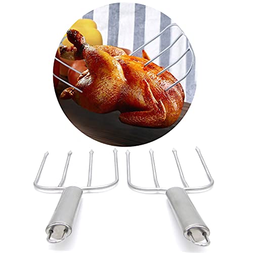 KAYCROWN Stainless Steel Turkey & Roast Lifters, Set of 2 - Turkey and Poultry Lifters Roaster Poultry Forks Great for Thanksgiving, Transfer Turkey or Ham Easily - Thumbnail 4