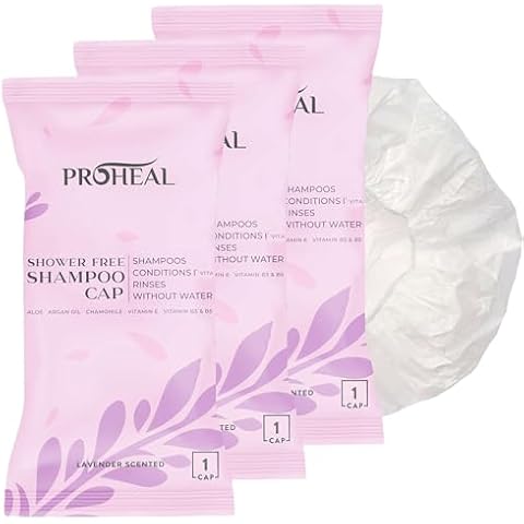 Shower Free Shampoo Cap - 8 Shampoo Caps for Bedridden Patients, Elderly, Travelling, Camping - Disposable - Lavender Scented - Latex and Alcohol Free - Hypoallergenic - Natural Ingredients Cover