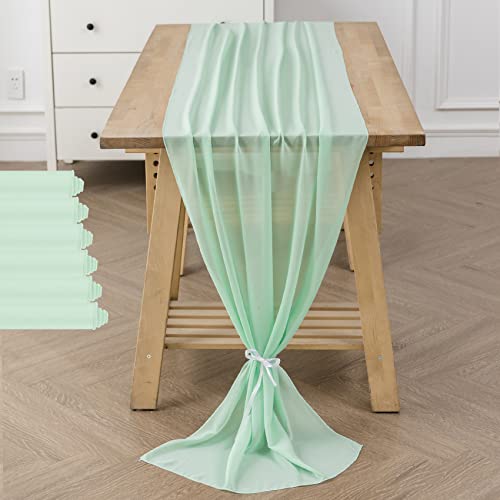 flohar 6Pack 9ft Chiffon Table Runner 14x108 Inch Sheer Romantic Table Runner for Wedding Birthday Party Bridal Shower Outdoor Decoration-Mint by flohar - Image 6