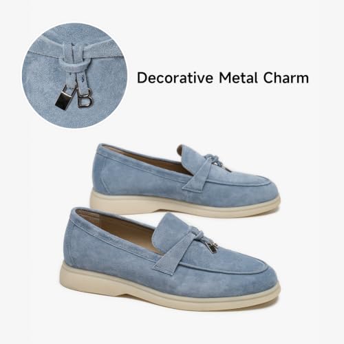 Image of BEAU TODAY Suede Loafers Flats for Women, Women's Slip On Penny Loafers, Leather Driving Comfortable Dress Ladies Loafers Casual Office Work Shoes