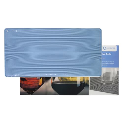 CASASUNCO Silicone Dish Drying Mat for Multiple Usage, Heat Resistant Mats for Countertop, Sink, Refrigerator, Non-Slip Kitchen for Crafts, Countertop Protector 15.5”x7.7” (Blue)