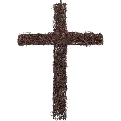 Ciieeo Easter Rattan Cross Wreath : Cross Shaped Wreath Frame