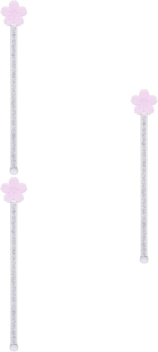 Hemoton 3pcs Glass Stirring Rod for Coffee Juice and Cocktails Elegant Flower Design - Mixing Stick for Home and Bar Use Beverage Muddler and Swizzle Stick