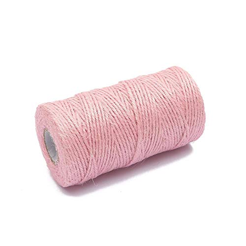 YDHSIKK Cuerda de Yute para Bricolaje, Cuerda de cáñamo pa Cuerda de cáñamo de Yute Rosa de 2 mm y 100 Metros for Manualidades, decoración de floristería.