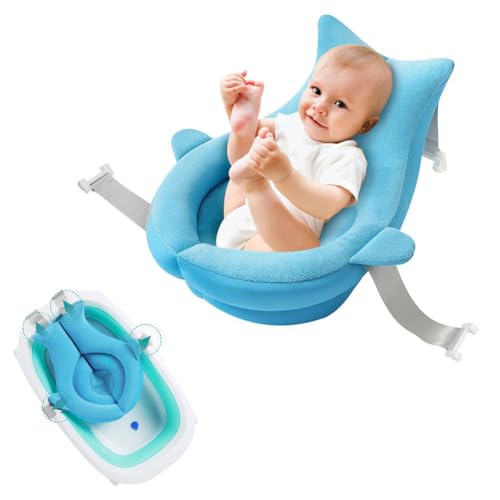 Image of Baby Bath Seat Support Net Soft Infant Bathing Seat Support Mat Suspension Shower Pad Adjustable Non-Slip Newborn Bathtub Sling Mat Baby Sink Bather Tub Shower Net Bathtub Sit Up Mesh 0-6 Month