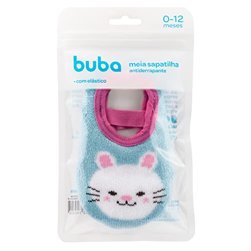 BUBA Meia Sapatilha Antiderrapante Coelho - P, Modelo: 14530, Cor: Azul