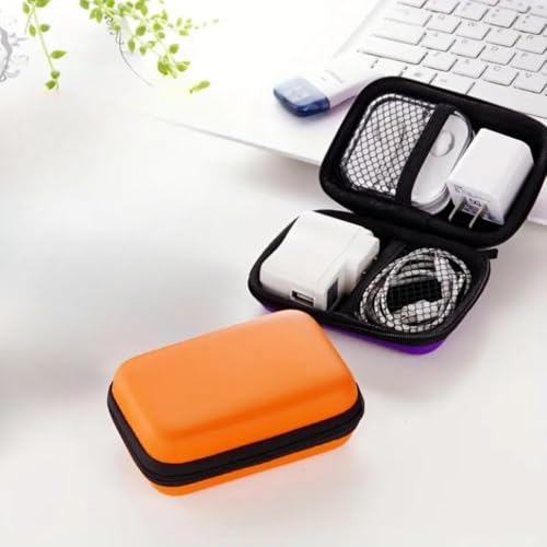 Rectangular Earphone Bag, Key Packaging, Portable Data Cable Storage Case, Coin Pouch, Change Storage Bag(Orange)