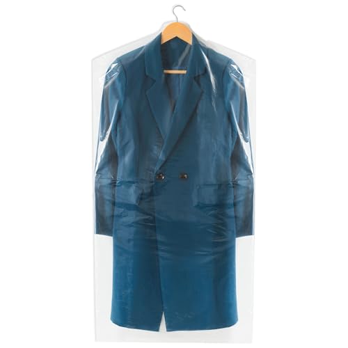 60-Pack Dry Cleaning Bags for Clothes 40-Inch Long - Clear Plastic Garment Bags for Hanging Clothes, Dry Cleaner Plastic Clothing Cover for Suits, Coat, Shirt, & Pants by Storage Standard - Used condition - US$17.33