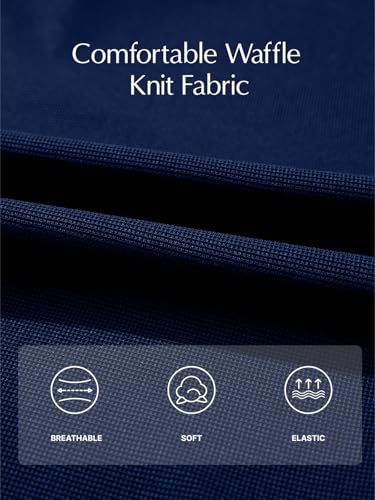 EVALESS Womens Wide Leg Waffle Knit Pants Elastic High Waisted Casual Loose Flowy Comfy Pajamas Pjs Bottoms Pants with Pockets Plus Size Dark Navy Blue XX-Large