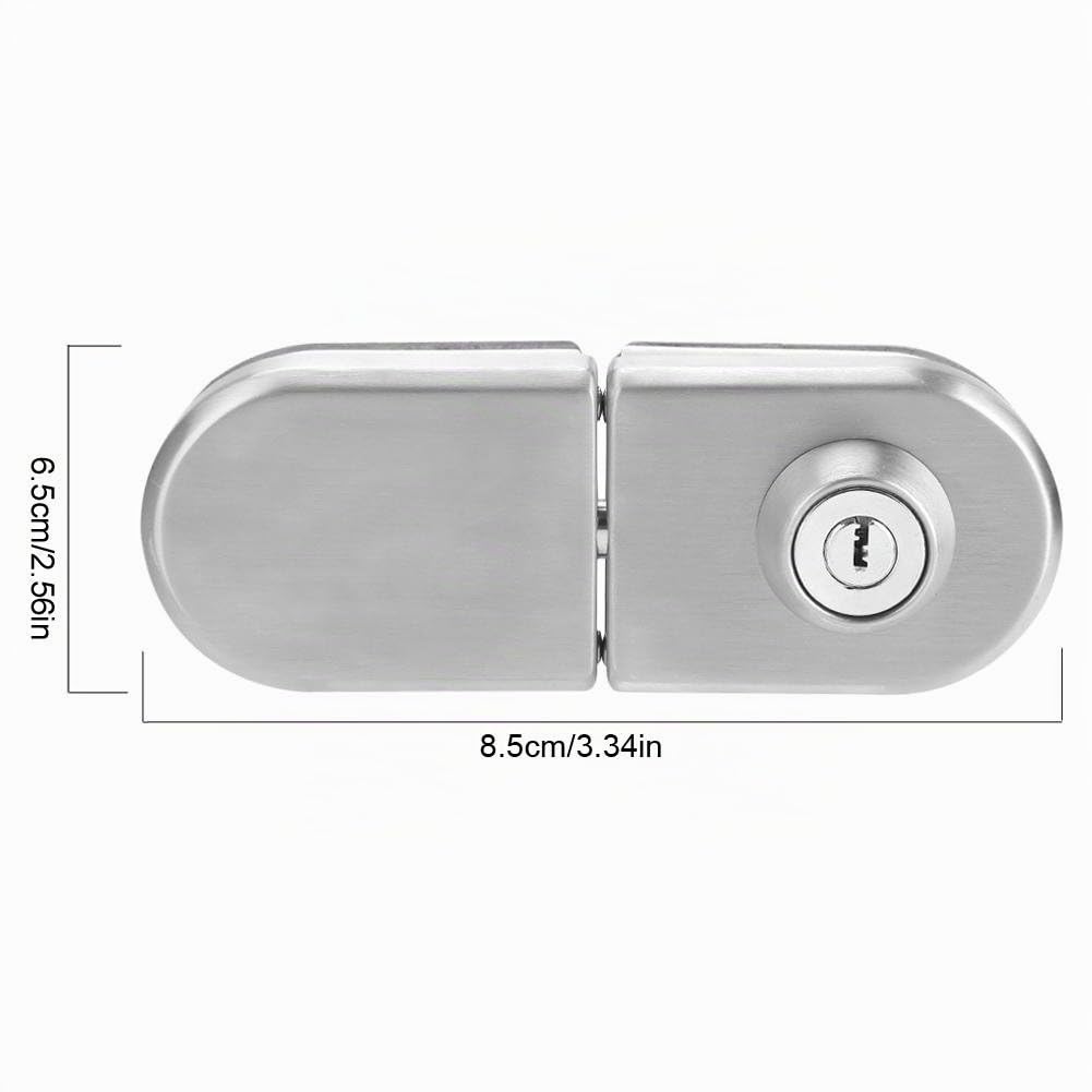 Jadeshay Cerradura de Puerta,Cerradura de Seguridad Acero Inoxidable Sin Marco para Uso en Puertas de Vidrio de 10~12 mm de Espesor con Llaves Abra/Cierre, Sin Perforación Cerradura Puerta