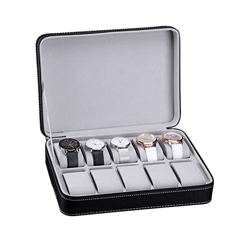 CWLPSL Boîte de Rangement Boîte de Montre 10 emplacements Boîte de Montre en Cuir Portable Organisateur de Montre Boîte de Rangement de Bijoux Boîte de Montre pour Hommes Étuis de Montre pour Hommes