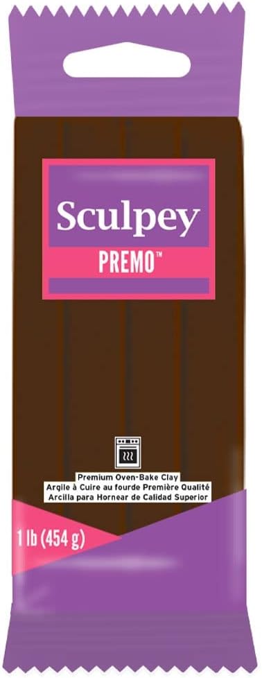 Polyform Sculpey Premo Polymer Oven-Bake Clay, Burnt Umber Brown, Non Toxic, 1 lb. bar, Great for jewelry making, holiday, DIY, mixed media and more. Premium clay perfect for clayers and artists.