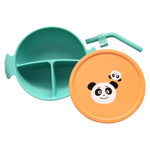 TOYANDONA 1個 食品 メント ボウル ベビー プレート ボウル 離乳食用 用 ボウル 幼児用 プレート 付き カトラリー サービング 食器 仕切り 幼児用 ボウル シリコン 吸盤 皿