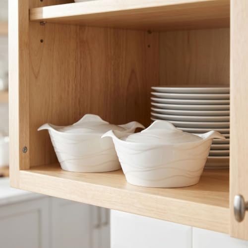 jinsongdafa 8" x 6" Ceramic Casserole Dish with Lids 31 Oz White French Soup Tureen Bakeware Set with Handle - 10 IN, Chip and Crack Resistant Baking Dish, Microwave, Dishwasher, Oven, Fridge Safe by jinsongdafa - Used condition - Image 6