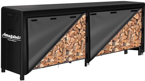 Amagabeli 244cmx122cmx35,6cm Estante para leña de con cubierta conjunto combinado de soporte...