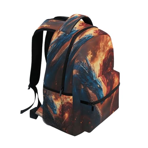 Blue Red Dragon Stylish Backpack for School Boys Girls Adults Kids Bookbag Laptop Bag 18L2