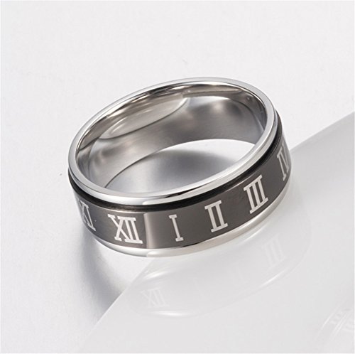 PAURO Unisex Stainless Steel Roman Numerals Spin Worry Ring for Anxiety3