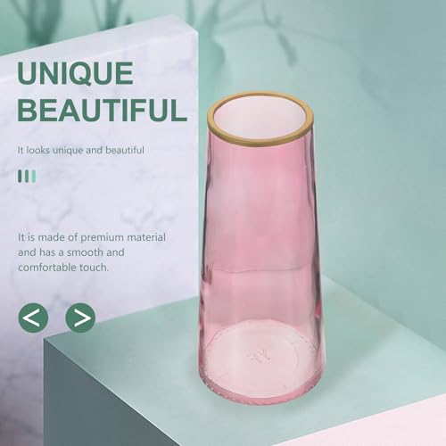 Jarrón de vidrio rosa con diseño simple y acabado premium pulido 6