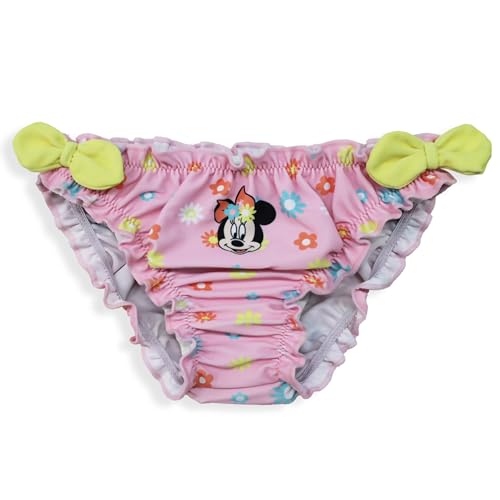 Disney Bañador slip playa para bebé niña Minnie Mouse lazos 6658, Rosa, 18 meses