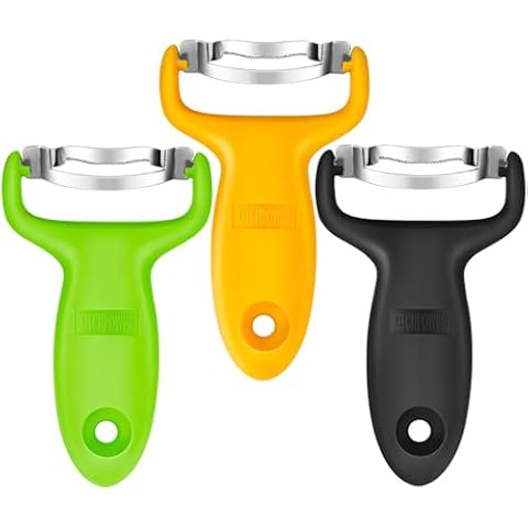 KITCHPOWER Corn Peeler, Corn Stripper, Corn Cob Peeling Tool, Stainless Steel Blades 3-Pack Yellow/Black/Green Cover