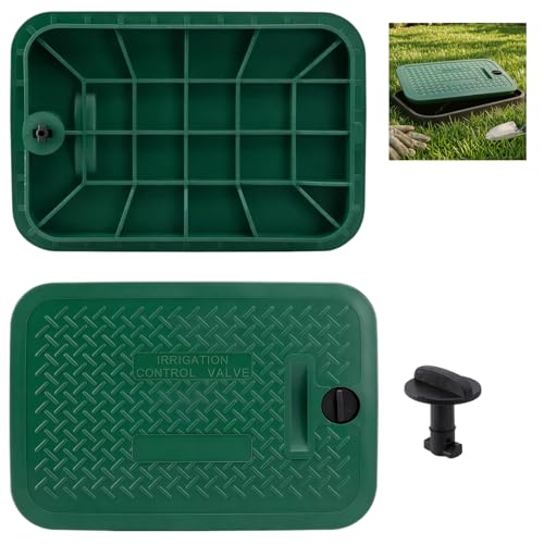 2 Pcs 113c Series Replacement Irrigation Valve Box Cover (12 x 17 Inch) Heavy Duty PP Sprinkler Box Lid with Protective Plug UV-Resistant Water Valve Protector for Outdoor Lawn & Garden Green