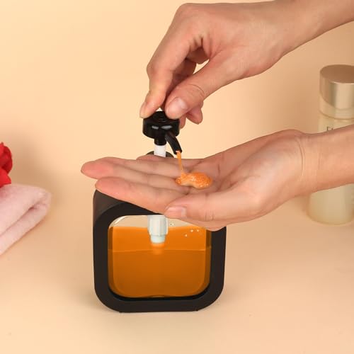 Aoyfuwell 4 Stück Seifenspender Set, 300ML Pumpspender Dusche, Duschgelspender, Leere Shampoo Flaschen zum Befüllen, Duschgel Spender, Spüli Spender Küche Bad Soap Dispenser(Schwarz, Weiß)