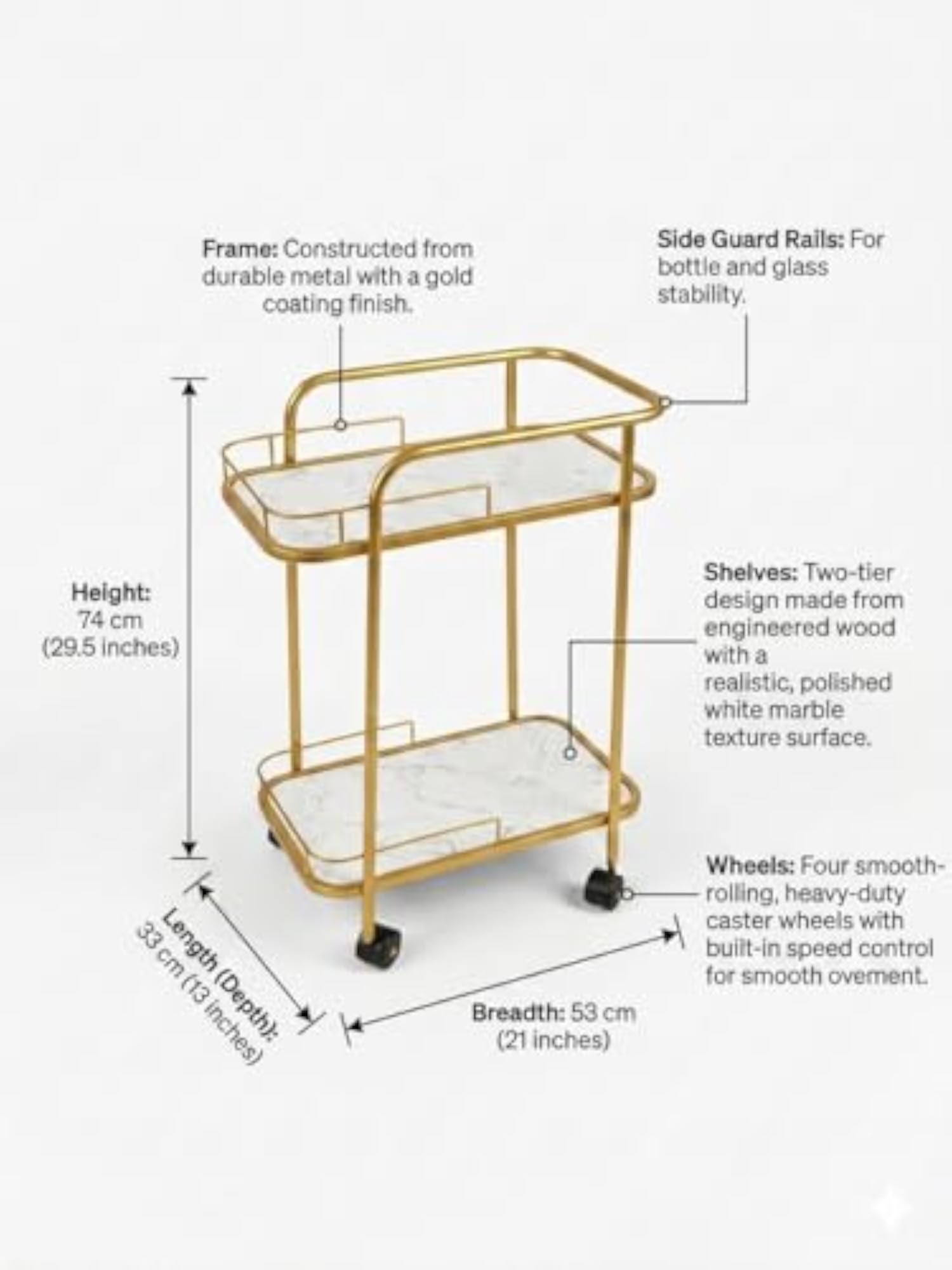 Kitchen Trolley with Wheels for Drink Storage