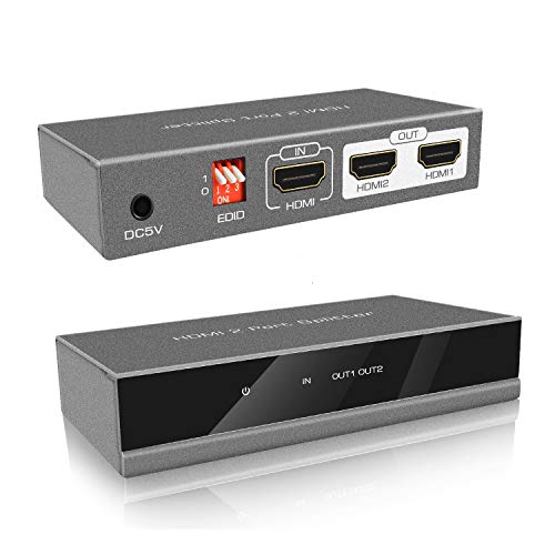 Divisor HDMI 2.0 1 en 4 Salidas EDID KUYiA 1X4 HDMI Divisor UHD4K@60HZ Video HDMI Switcher Splitter para LED Smart TV MI TV Box PS4 Switch Projector con Adaptador de alimentación 1X4 Gris