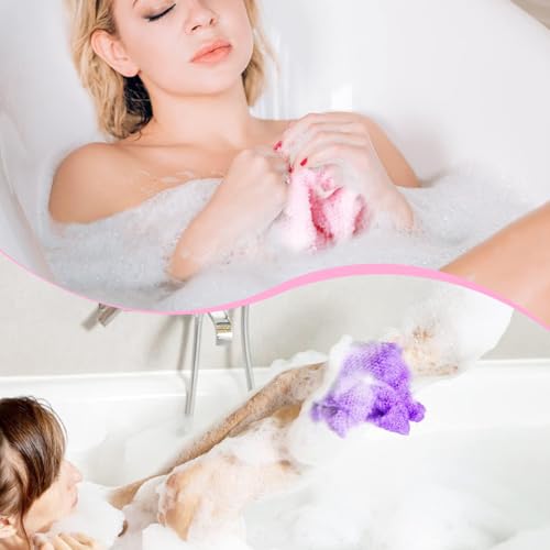 Image of MAYCREATE 3Pcs Reusable Mesh Bathing Net, Soft Exfoliating Shower Net for Body Cleansing and Gentle Exfoliation Skin Care, 30x80cm