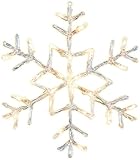 EGLO LED Fensterdeko hängend Antarctica, Hängedeko Schneeflocke, Dekoleuchte, Stahl, Kunststoff in weiss, transparent, warmweiß, IP44